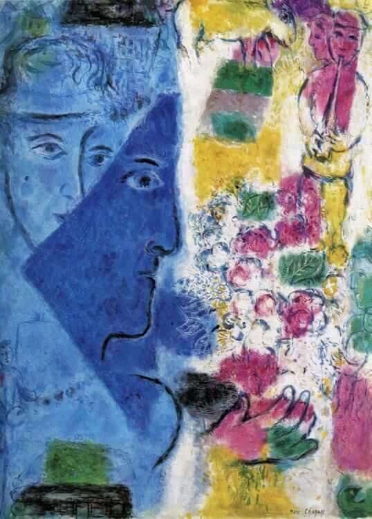 The Blue Face, 1967 - by Marc Chagall