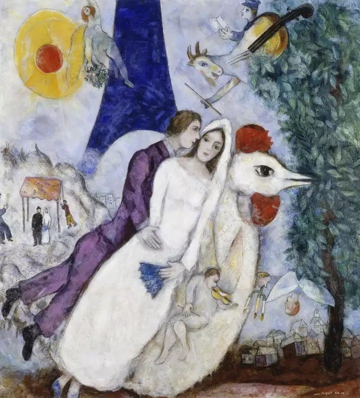 The Bridal Pair with The Eiffel Tower, 1939 by Marc Chagall