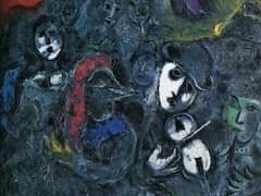 Clowns at night by Marc Chagall