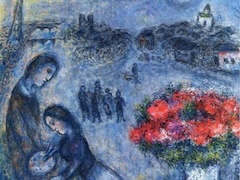 Newlyweds with Paris in the Background by Marc Chagall