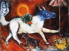 Cow with Parasol by Marc Chagall